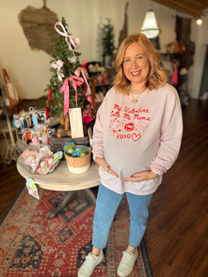 My Valentine Calls Me Mama Pink Crewneck