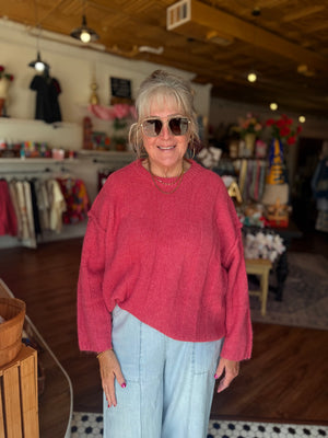 Easel Red Oversized Knit Sweater