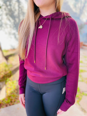 Plum Cropped Hoodie Pullover