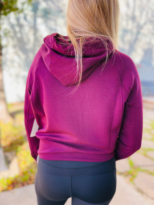 Plum Cropped Hoodie Pullover