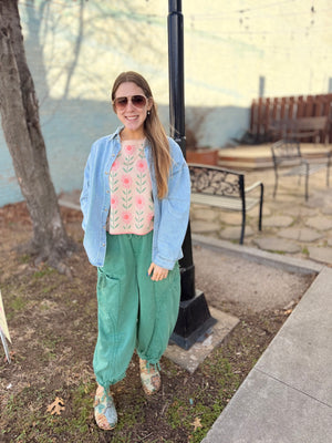 Mittoshop Mineral Wash Green Knit Cargo Joggers