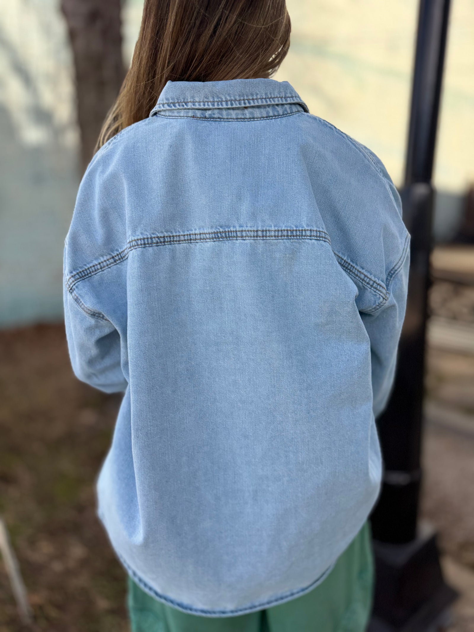 Light Denim Oversized Button Down Shacket