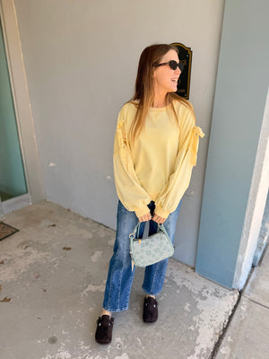 Mittoshop Butter Yellow Eyelet Bow Detail Sweatshirt