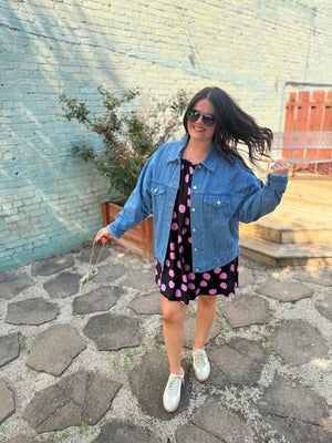 Hyfve Medium Wash Oversized Denim Trucker Jacket