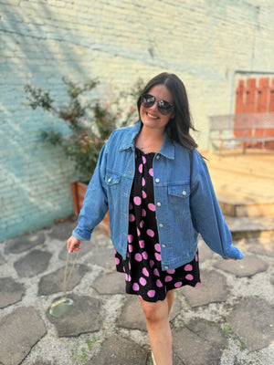 Hyfve Medium Wash Oversized Denim Trucker Jacket