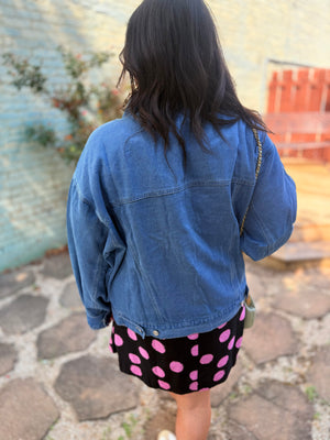 Hyfve Medium Wash Oversized Denim Trucker Jacket