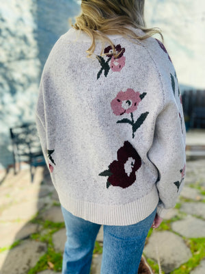 Taupe Floral Print Sweater