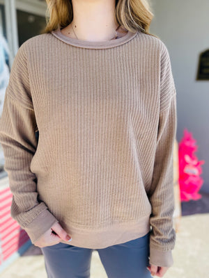 Doorbuster Ribbed Brushed Crewneck