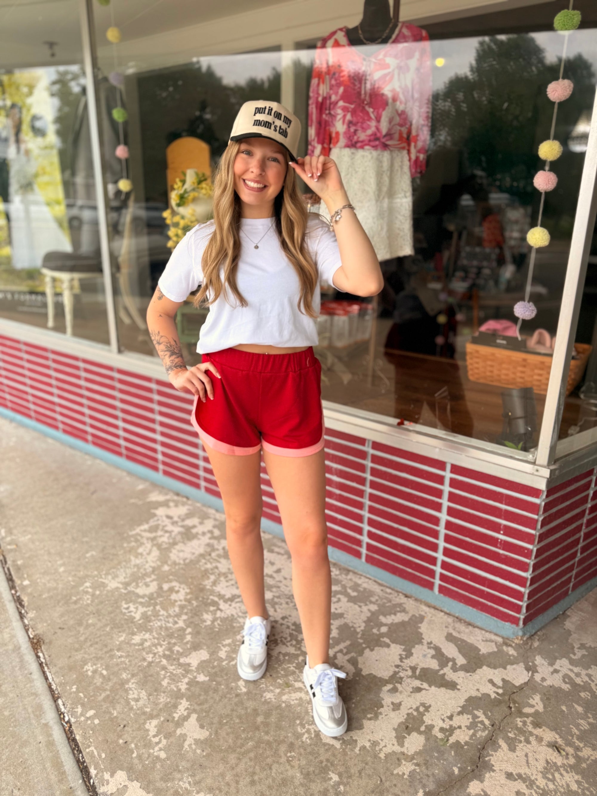 620 Day Deal - Red + Pink Terry Knit Shorts
