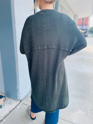 Dark Olive Long Knit Cardigan