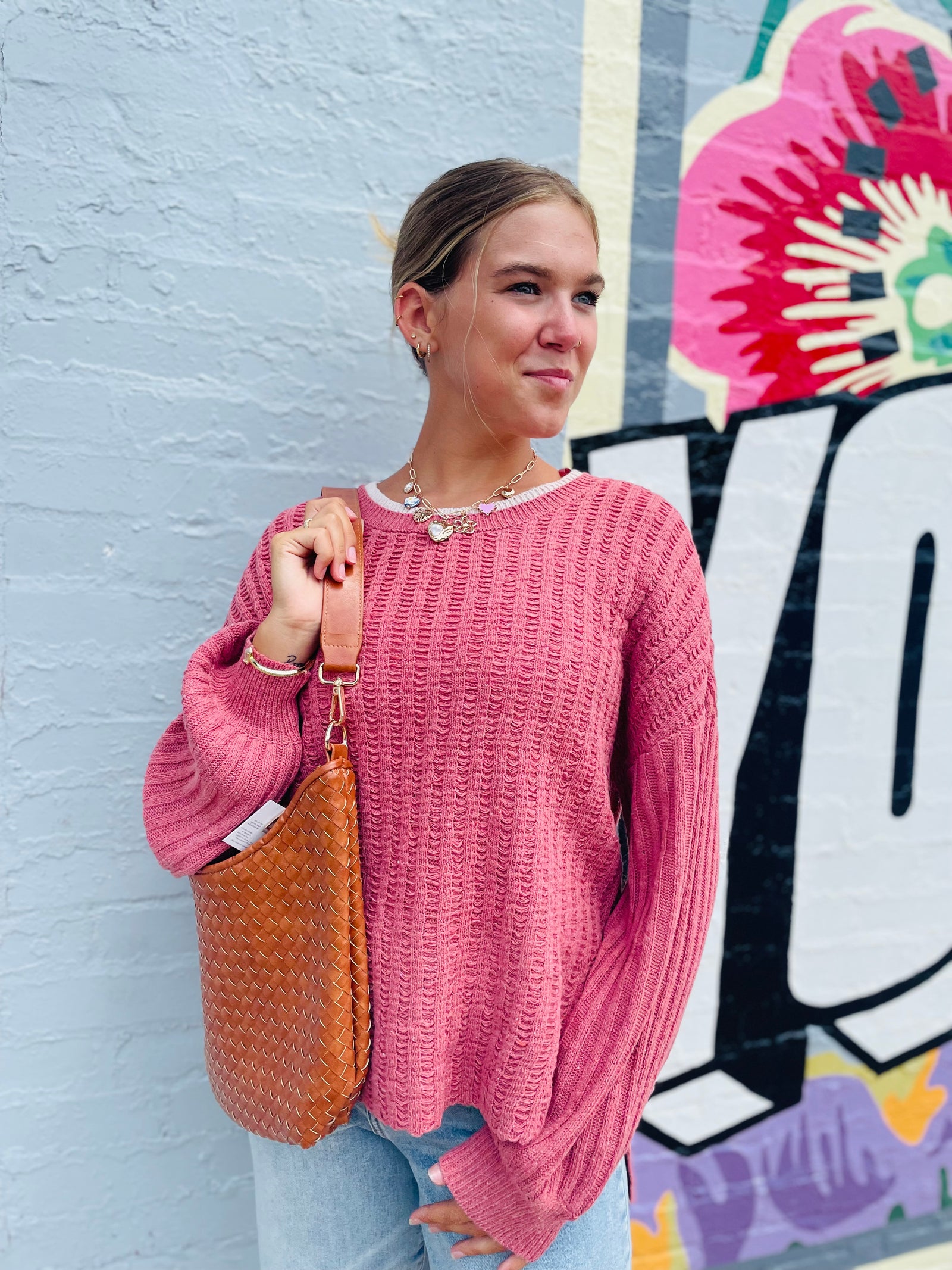 Rose Faux Layered Knit Sweater