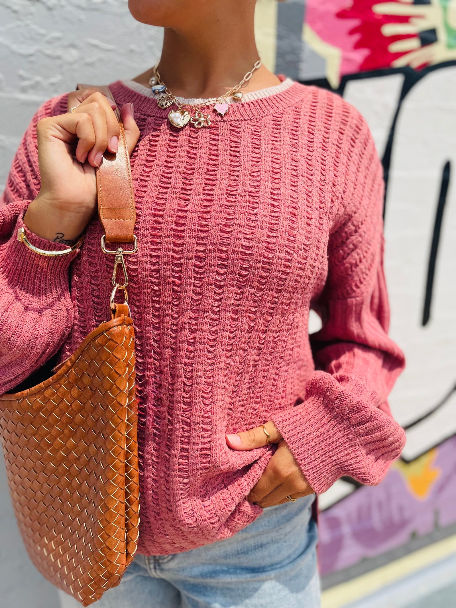 Rose Faux Layered Knit Sweater