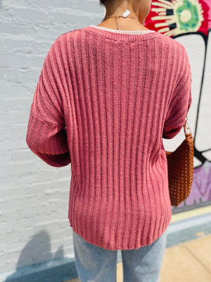 Rose Faux Layered Knit Sweater