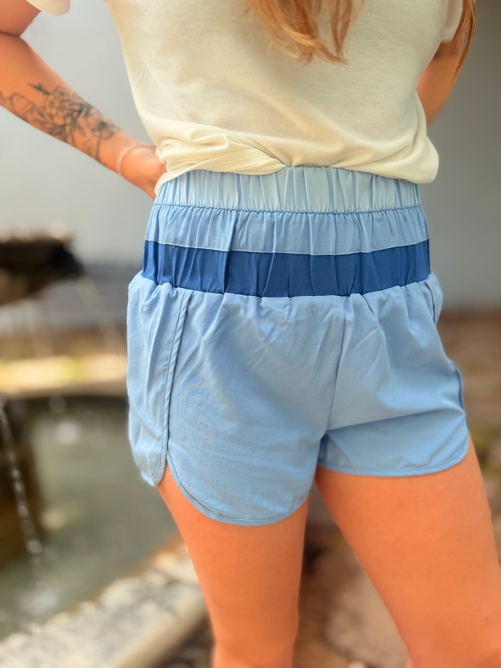 620 Day Deal - Sky Blue Multi Color Active Shorts
