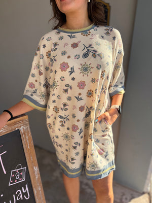 Easel Signature Print Waffle Knit Dress