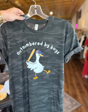 Outnumbered By Boys Baseball Camo Tee