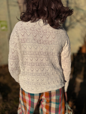 Off White Crochet Crewneck Sweater