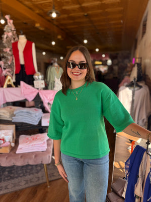 Entro Green Quarter Sleeve Knit Top