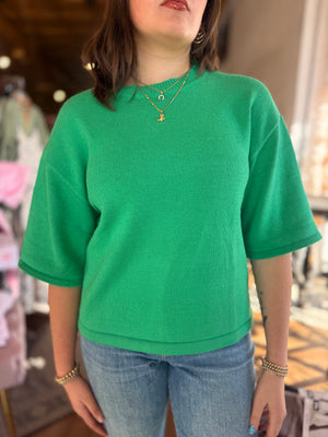 Entro Green Quarter Sleeve Knit Top