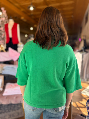 Entro Green Quarter Sleeve Knit Top