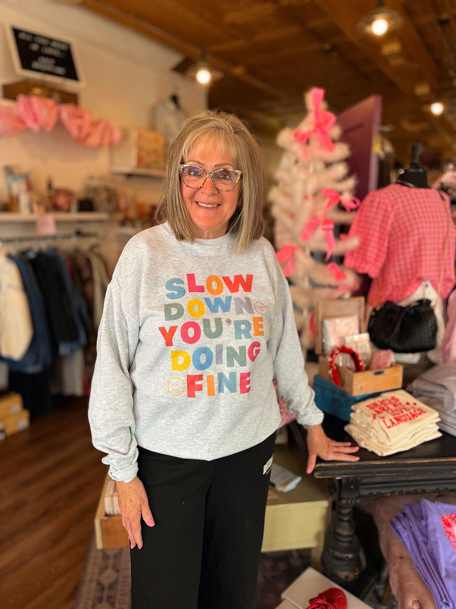 Slow Down You're Doing Fine Ash Crewneck