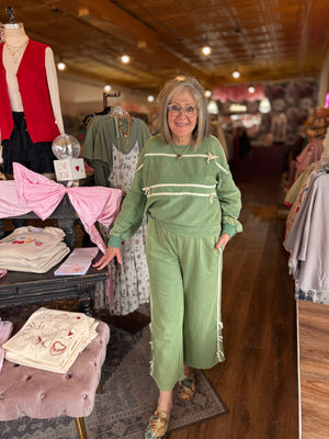 Mittoshop Green Lace Bow Sweatshirt