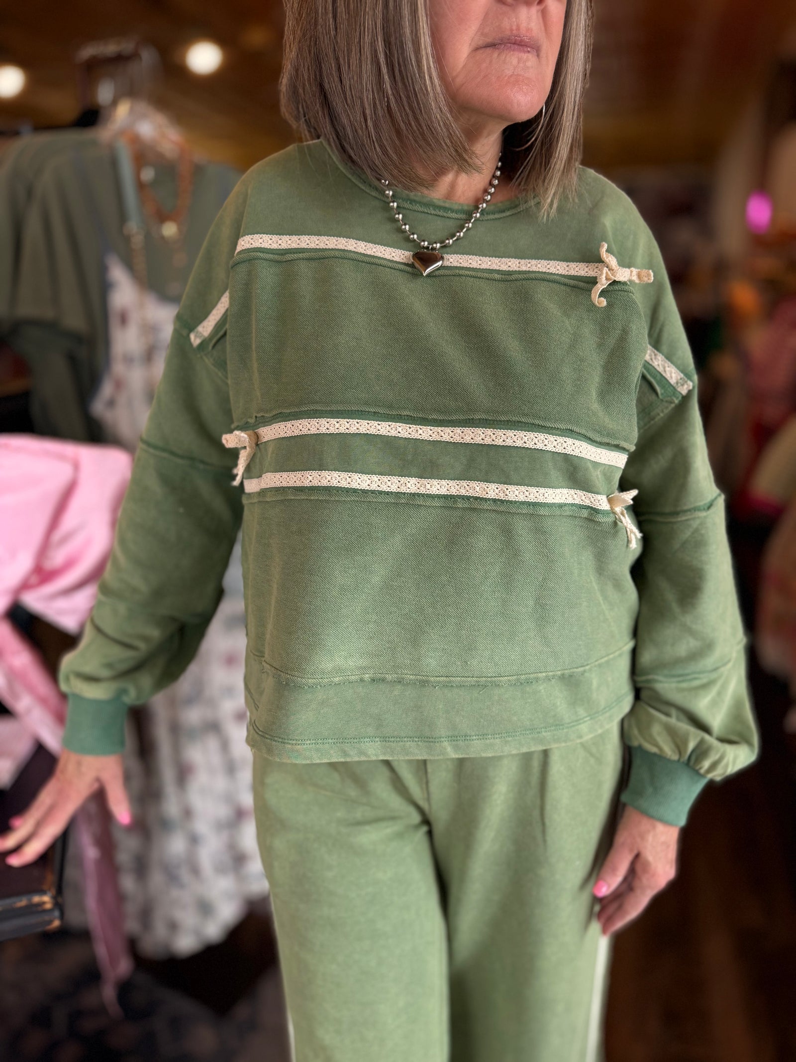 Mittoshop Green Lace Bow Sweatshirt