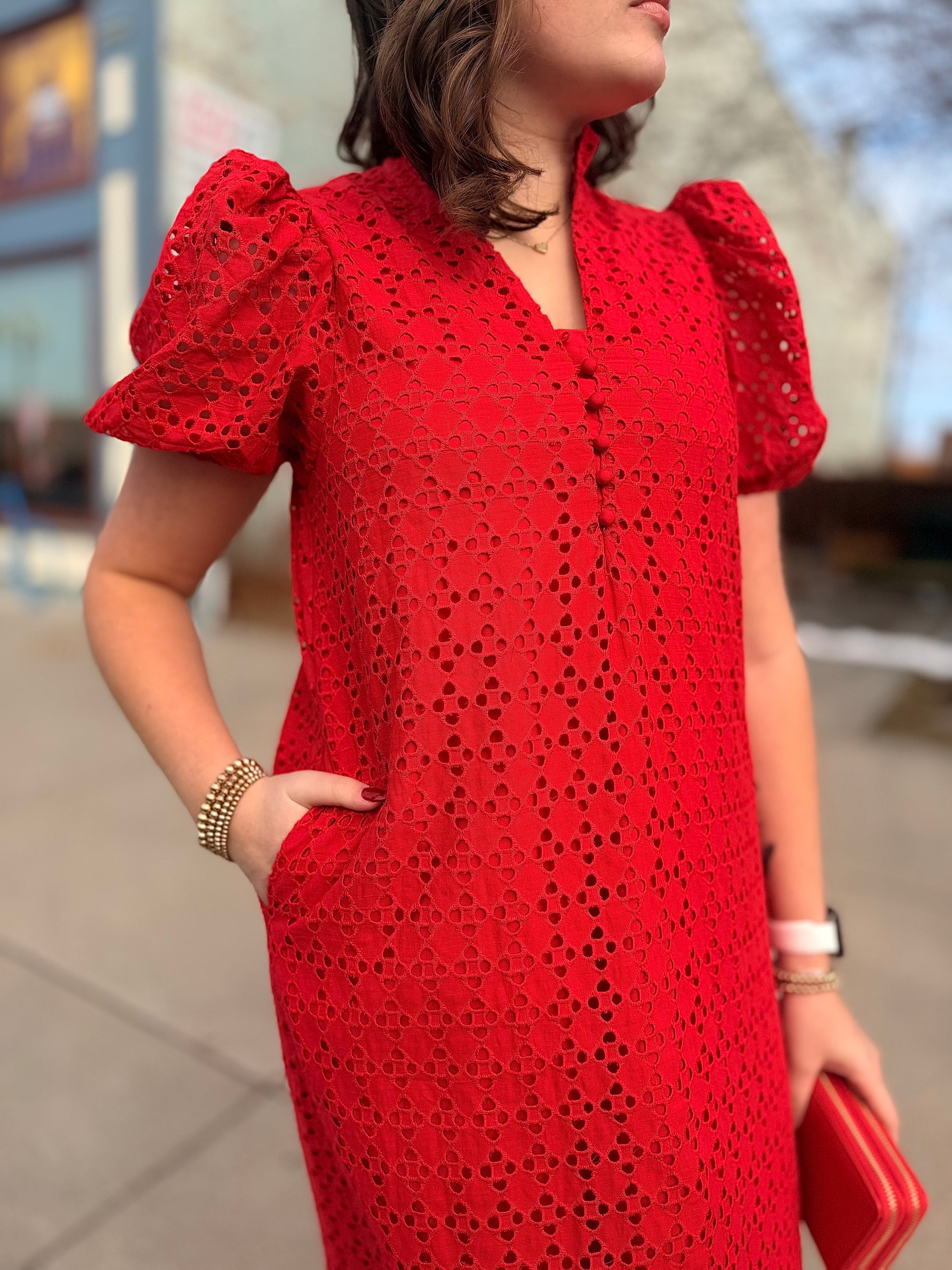 entro brand maxi dresses Entro Red Eyelet Maxi Dress