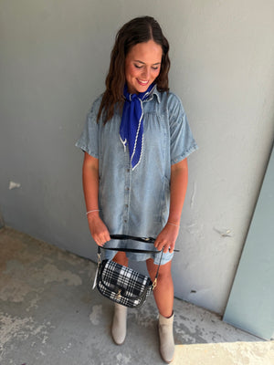 Doe & Rae Denim Yoke Seam Button Down Dress