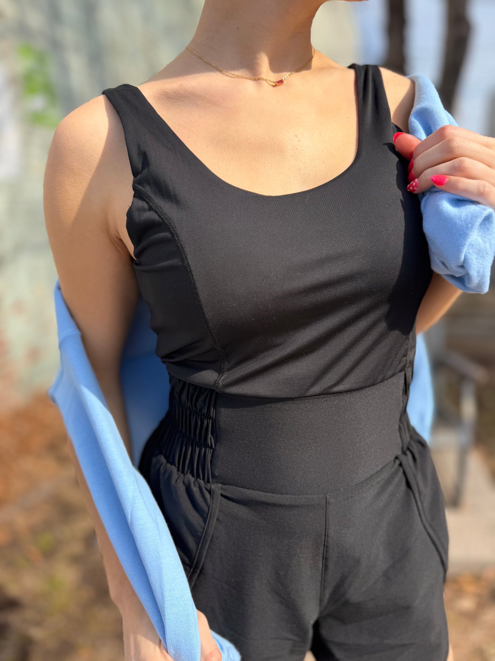 Mono B Black Short Romper w/ Criss Cross Back