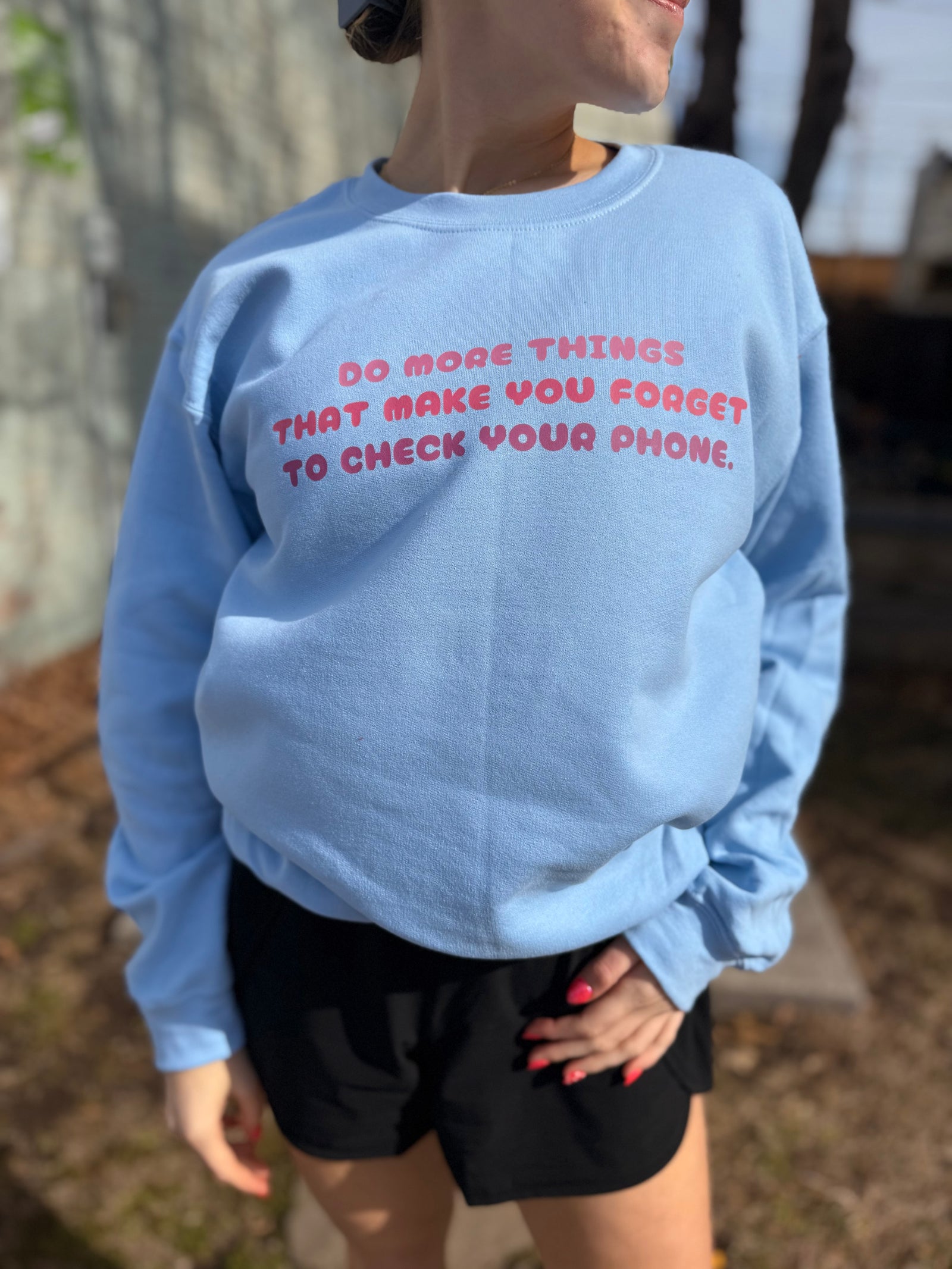 Do More Things Light Blue Crewneck