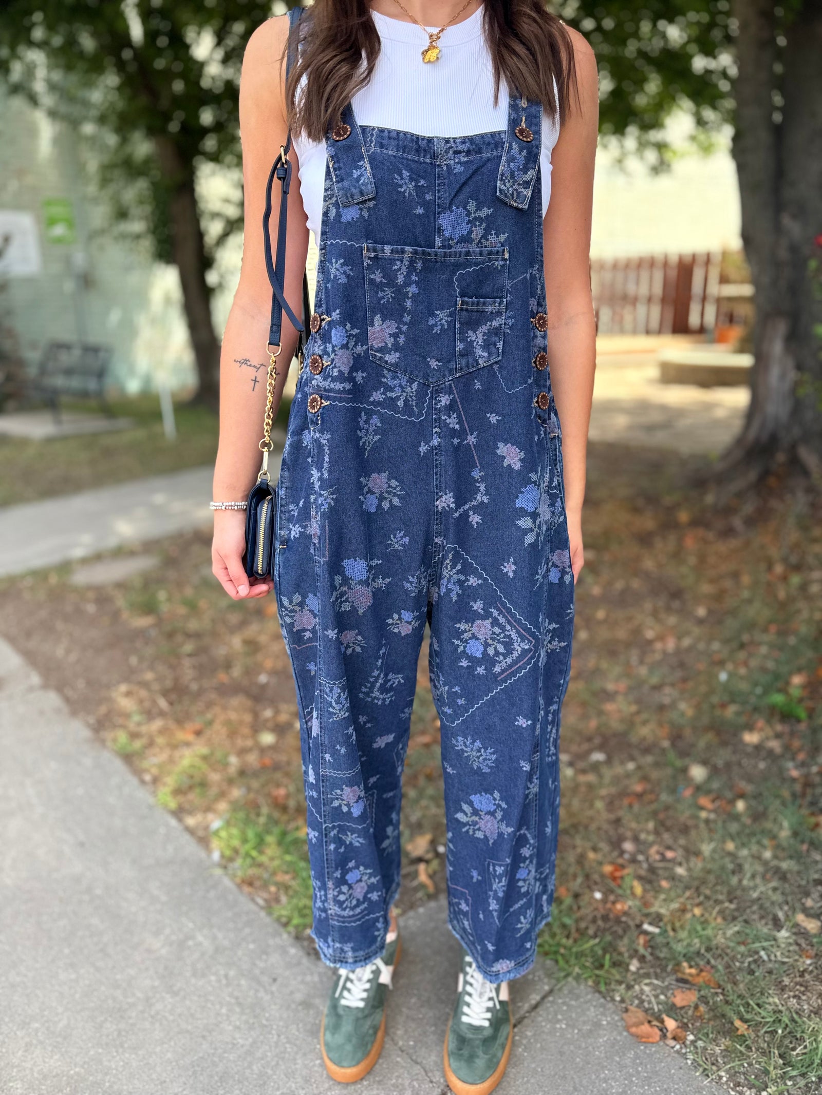 Easel Cross Stitch Print  Washed Twill Overalls
