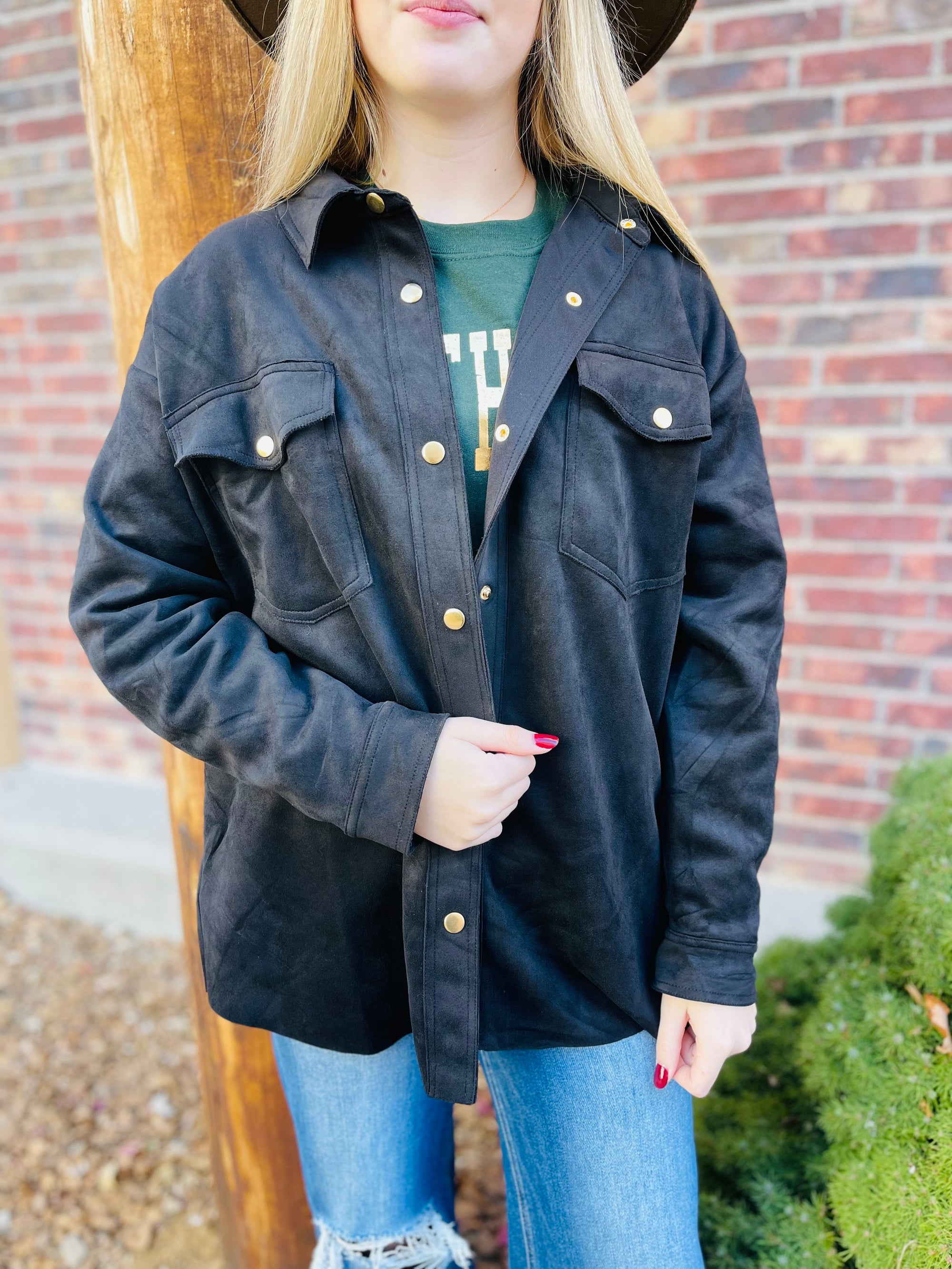 Black Oversized Suede Jacket