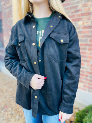 Black Oversized Suede Jacket