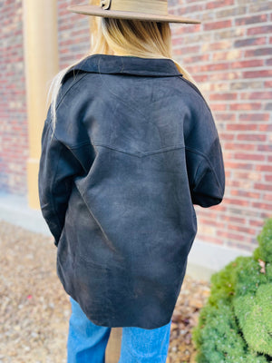 Black Oversized Suede Jacket