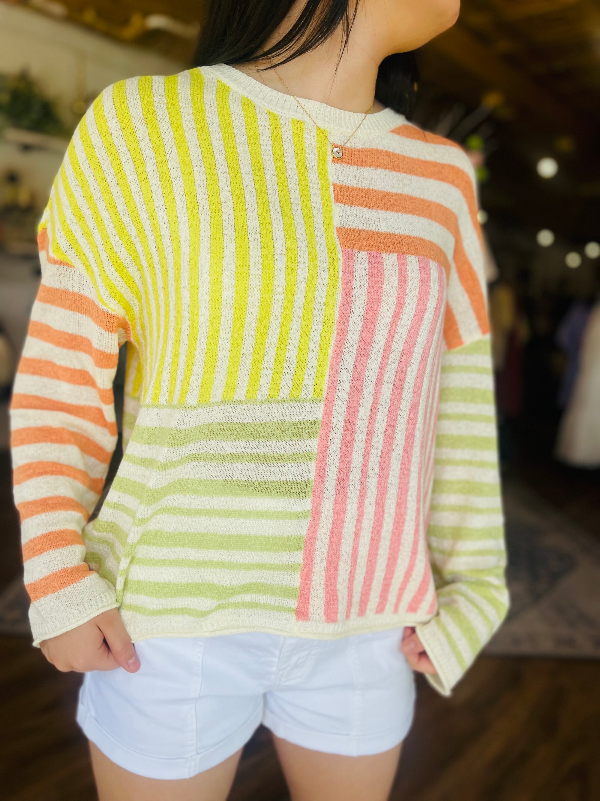 Multi Color Light Weight Stripe Sweater