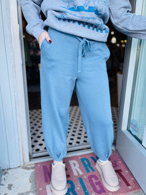 Risen Blue Knit Slouchy Joggers