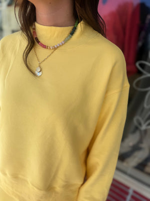Umgee Lemon Everfleece Mock Neck Sweatshirt