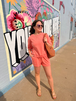 Coral Mineral Wash Casual Top