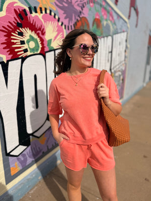 Coral Mineral Wash Casual Top