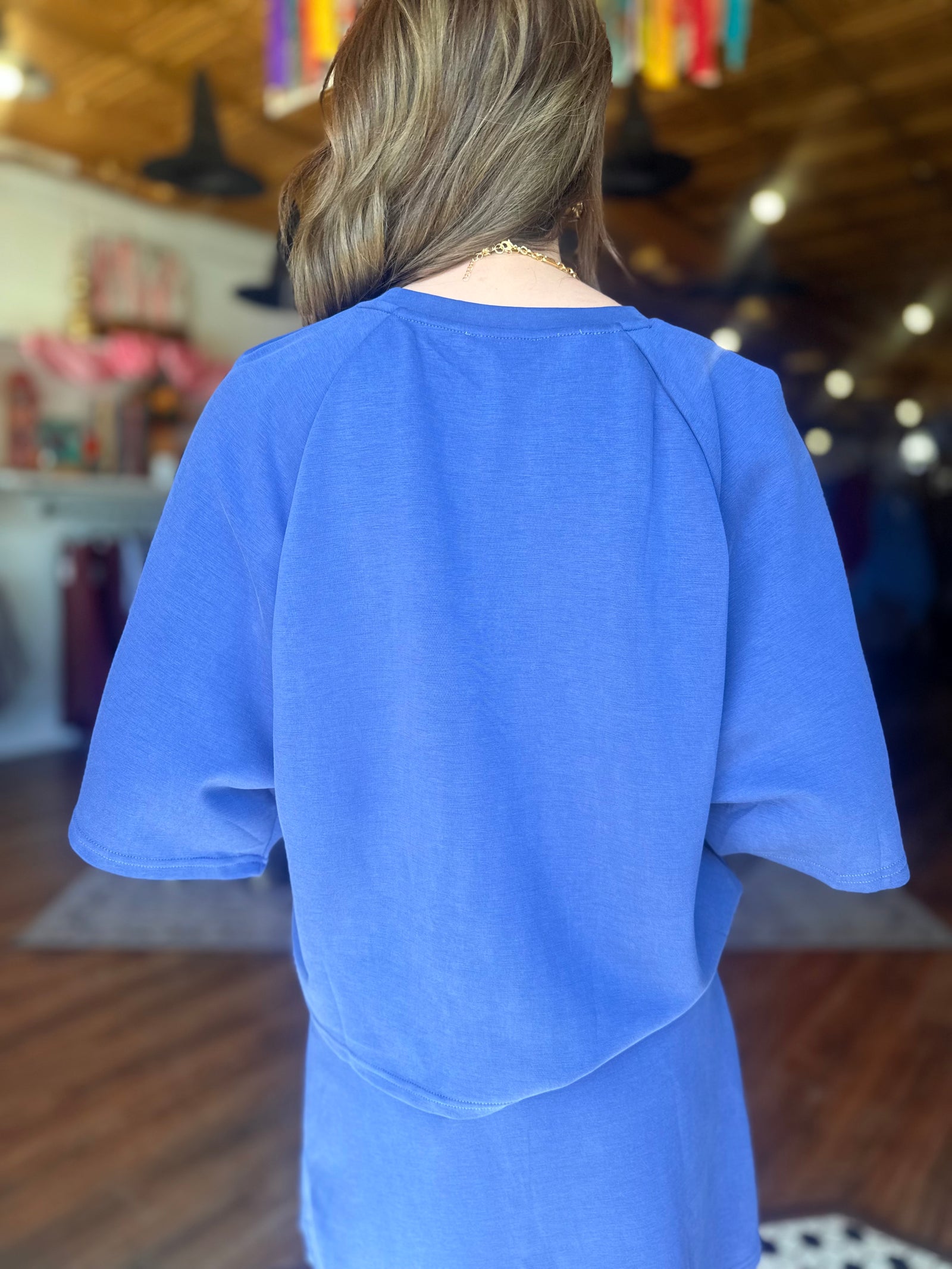 Umgee Midnight Space Knit Raglan Sleeve Top
