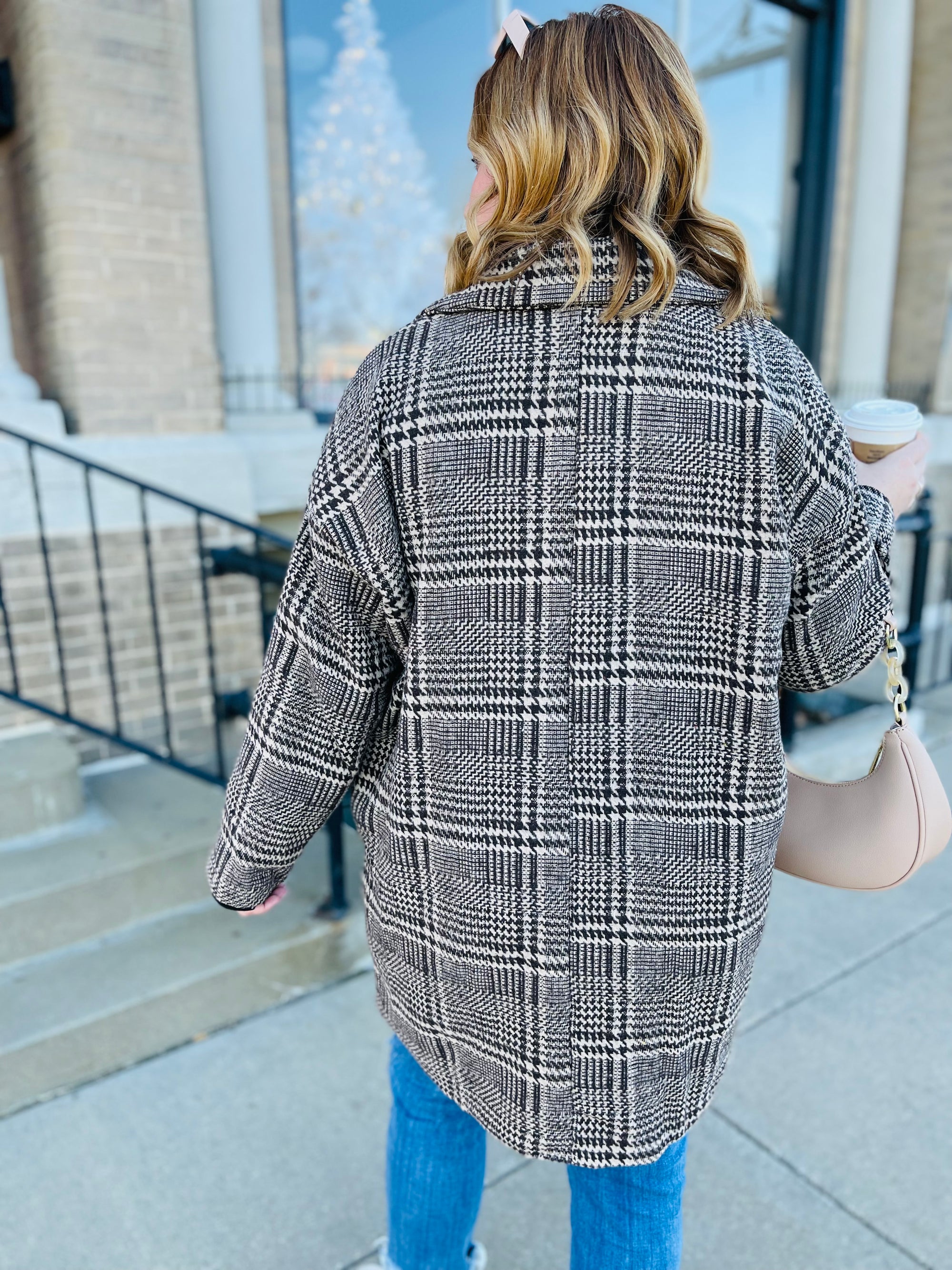 Brown Oversized Plaid Jacket