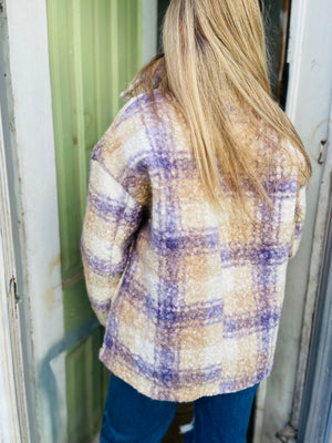 Lavender + Beige Plaid Boucle Jacket