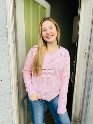 Lilac Patterned V-Neck Sweater