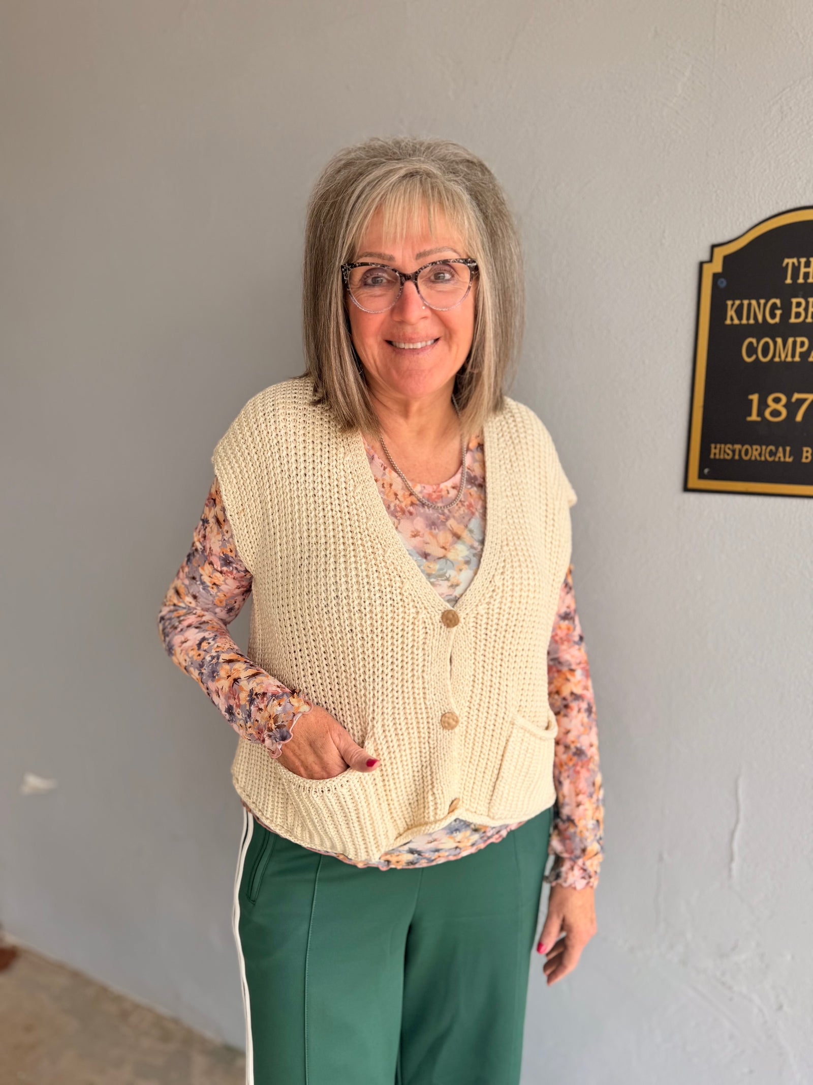Doe & Rae Ivory Chunky Stitch Sleeveless Sweater