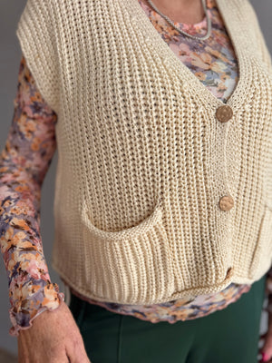 Doe & Rae Ivory Chunky Stitch Sleeveless Sweater