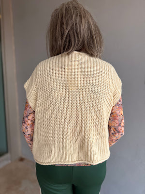 Doe & Rae Ivory Chunky Stitch Sleeveless Sweater