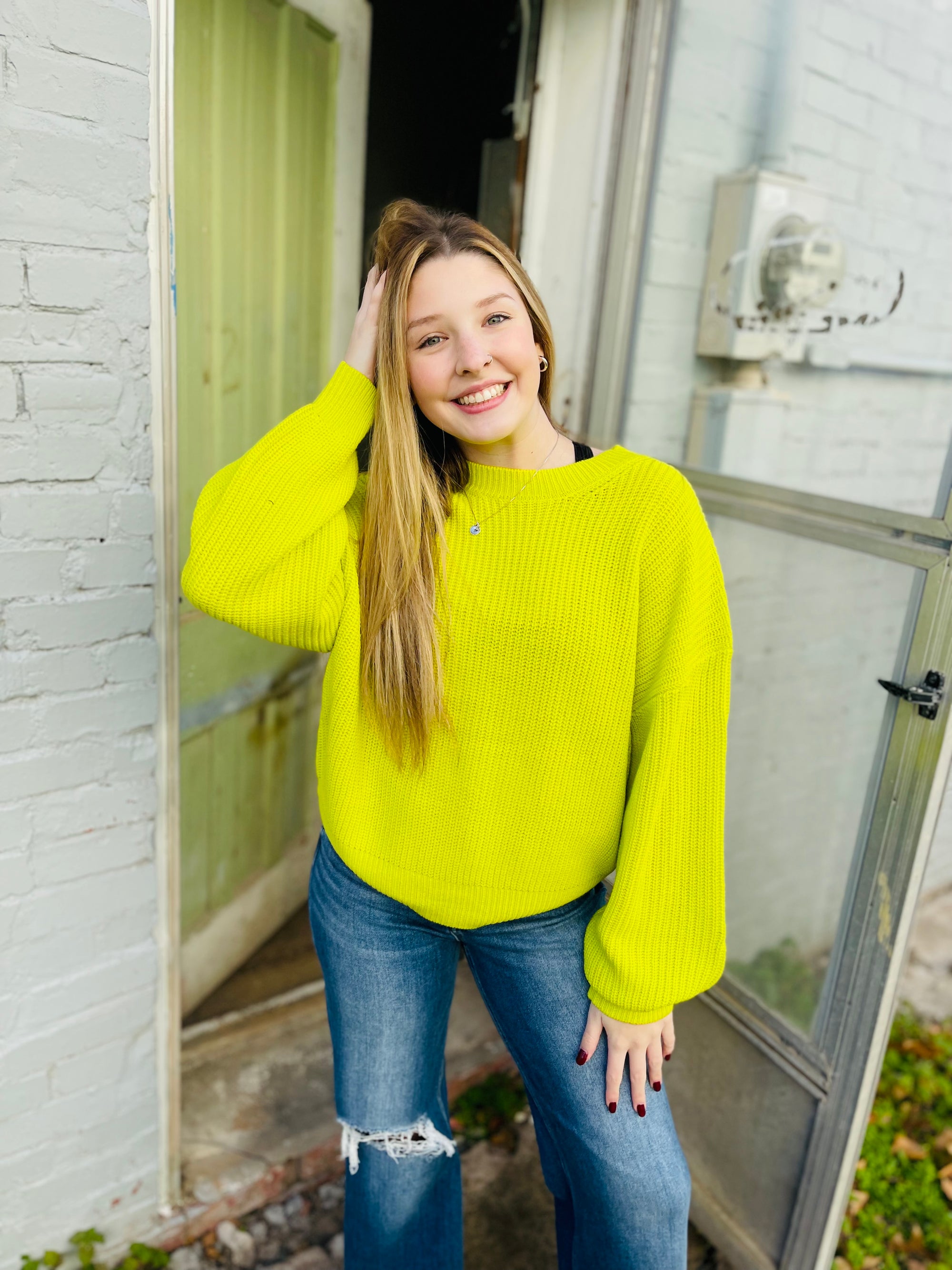 Lime Oversized Knit Sweater