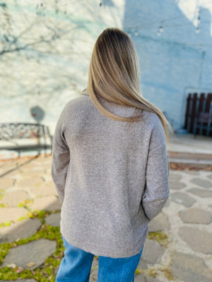 Mushroom Oversized Turtleneck Sweater