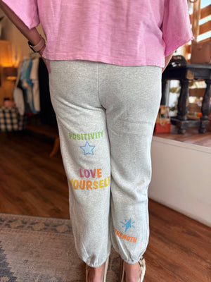Bucketlist Grey Inspirational Graphic Jogger Sweatpants
